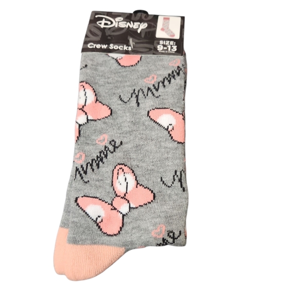 Disney Other - Disney Minnie Mouse Pink and Gray Casual Socks